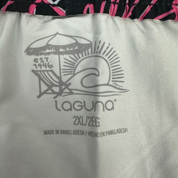 Laguna Mens Swim Shorts 2XL The Volley Black Pink Floral Drawstring UPF 50+ - Picture 9 of 13